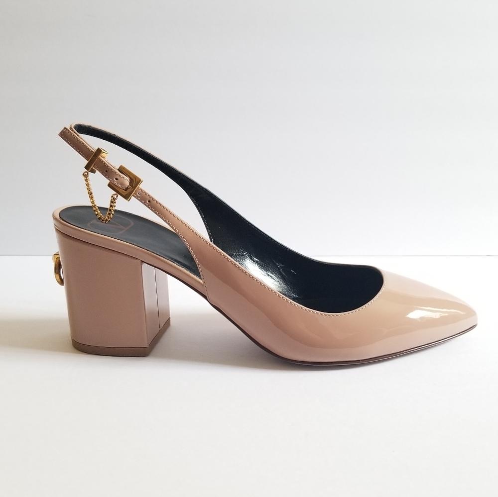 Valentino Garavani Rockstud Patent Leather Slingback Pumps Size EU 40 Ta… - Picture 5 of 8